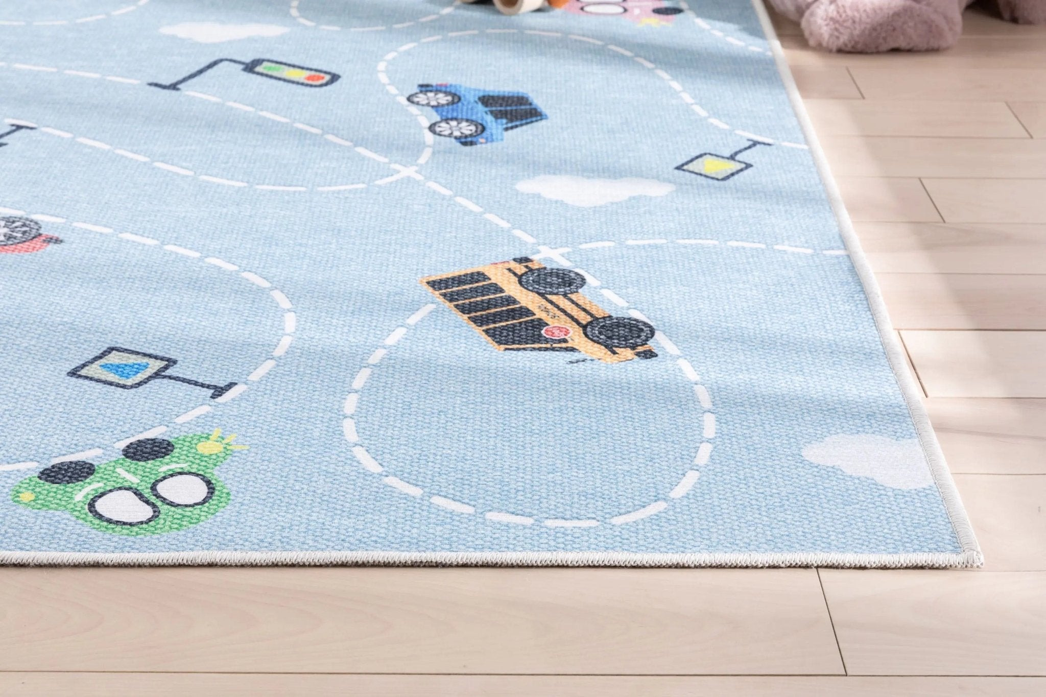 Traffic Modern Blue Kids Flat-Weave Rug Well Woven