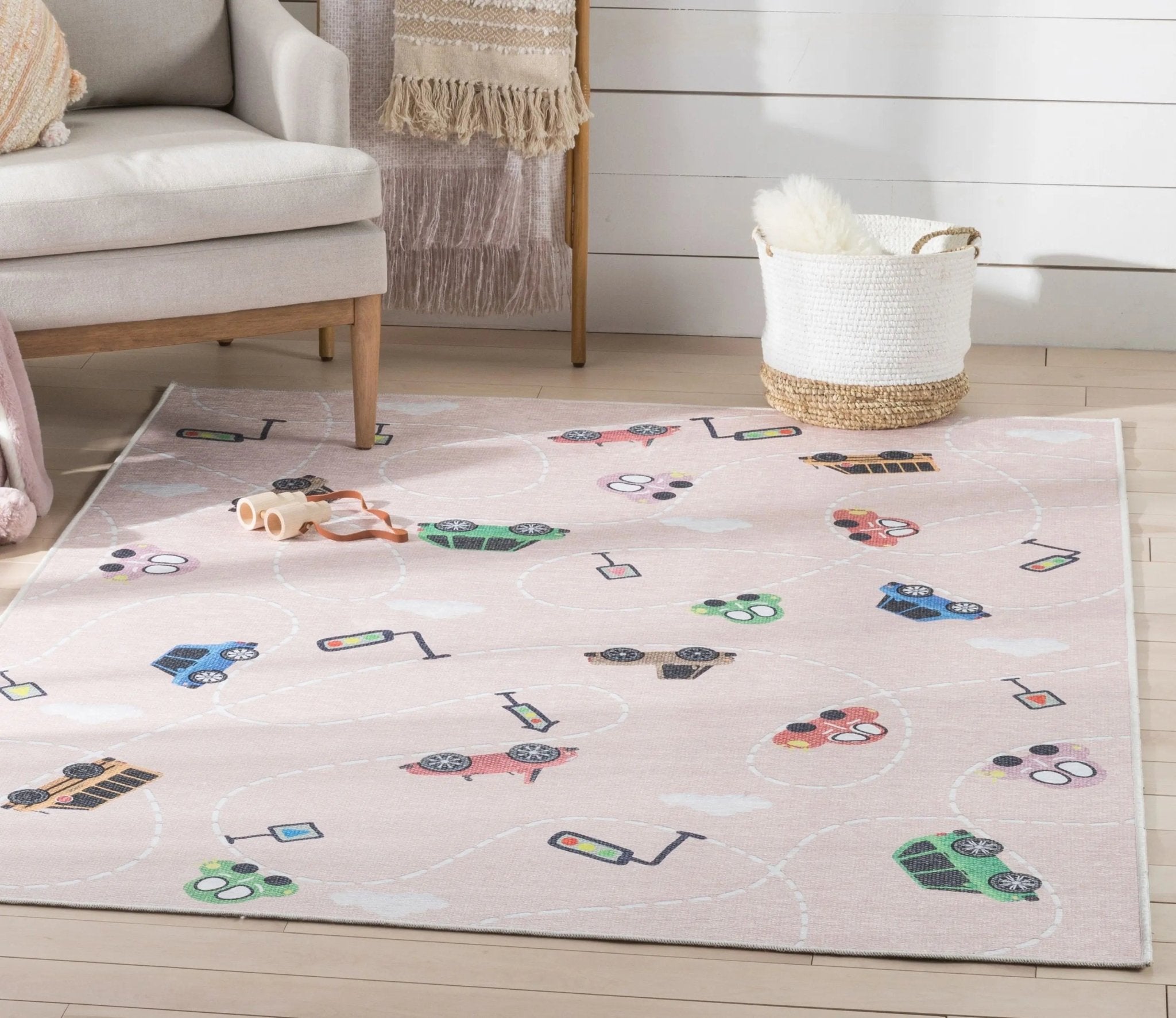 Traffic Modern Blush Kids Flat-Weave Rug Well Woven