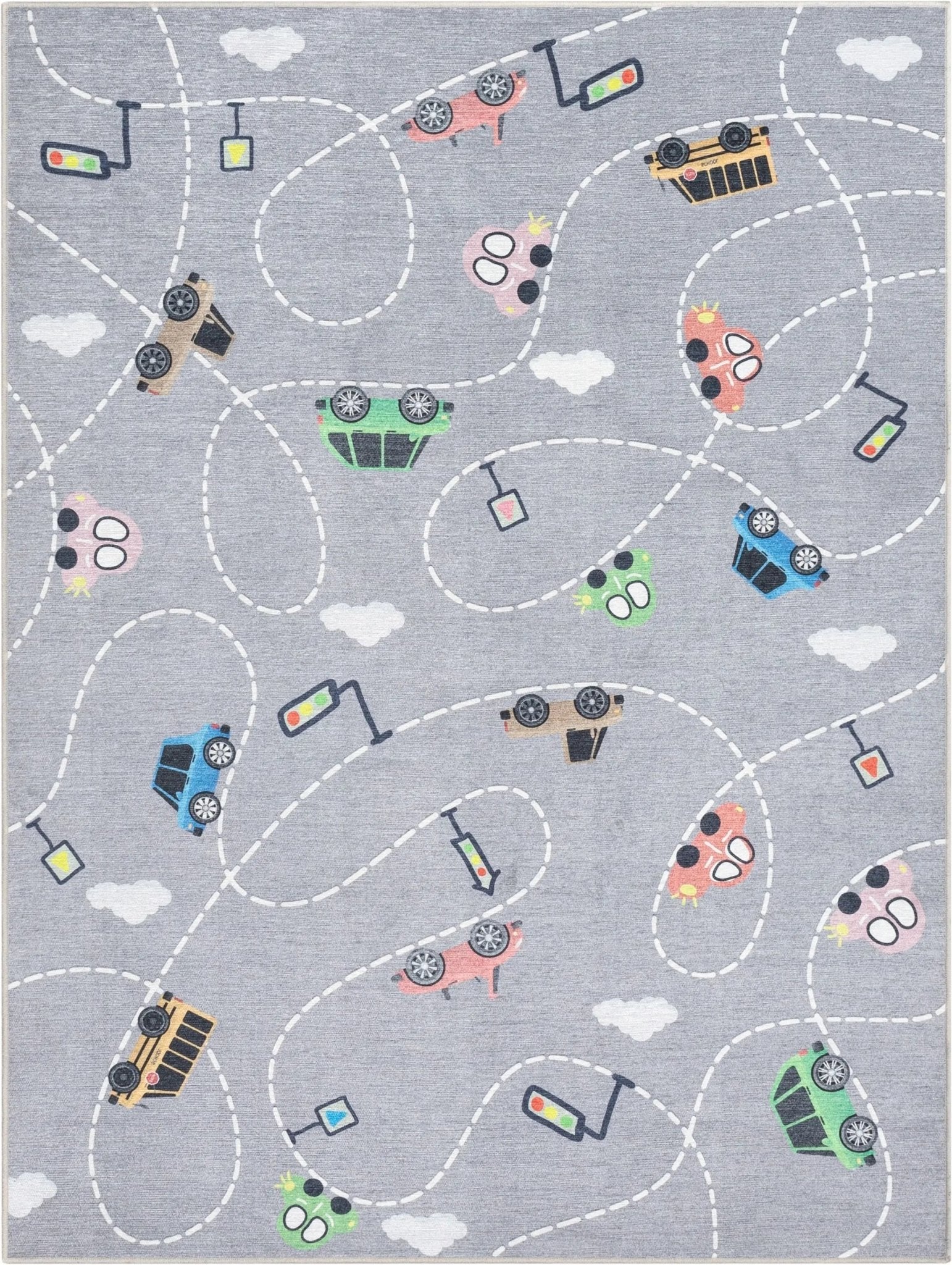 Traffic Modern Grey Kids Flat-Weave Rug Well Woven