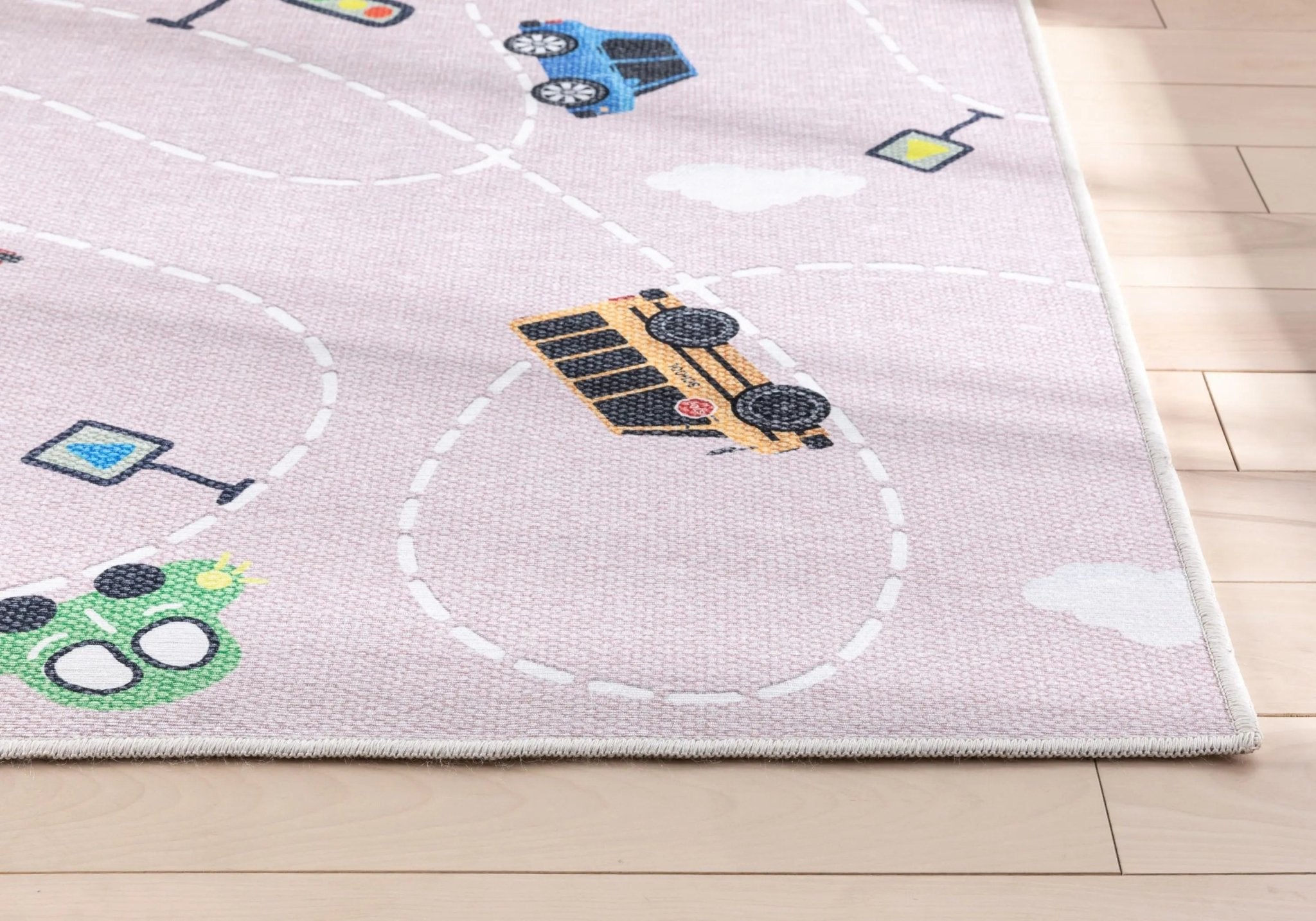 Traffic Modern Pink Kids Flat-Weave Rug Well Woven