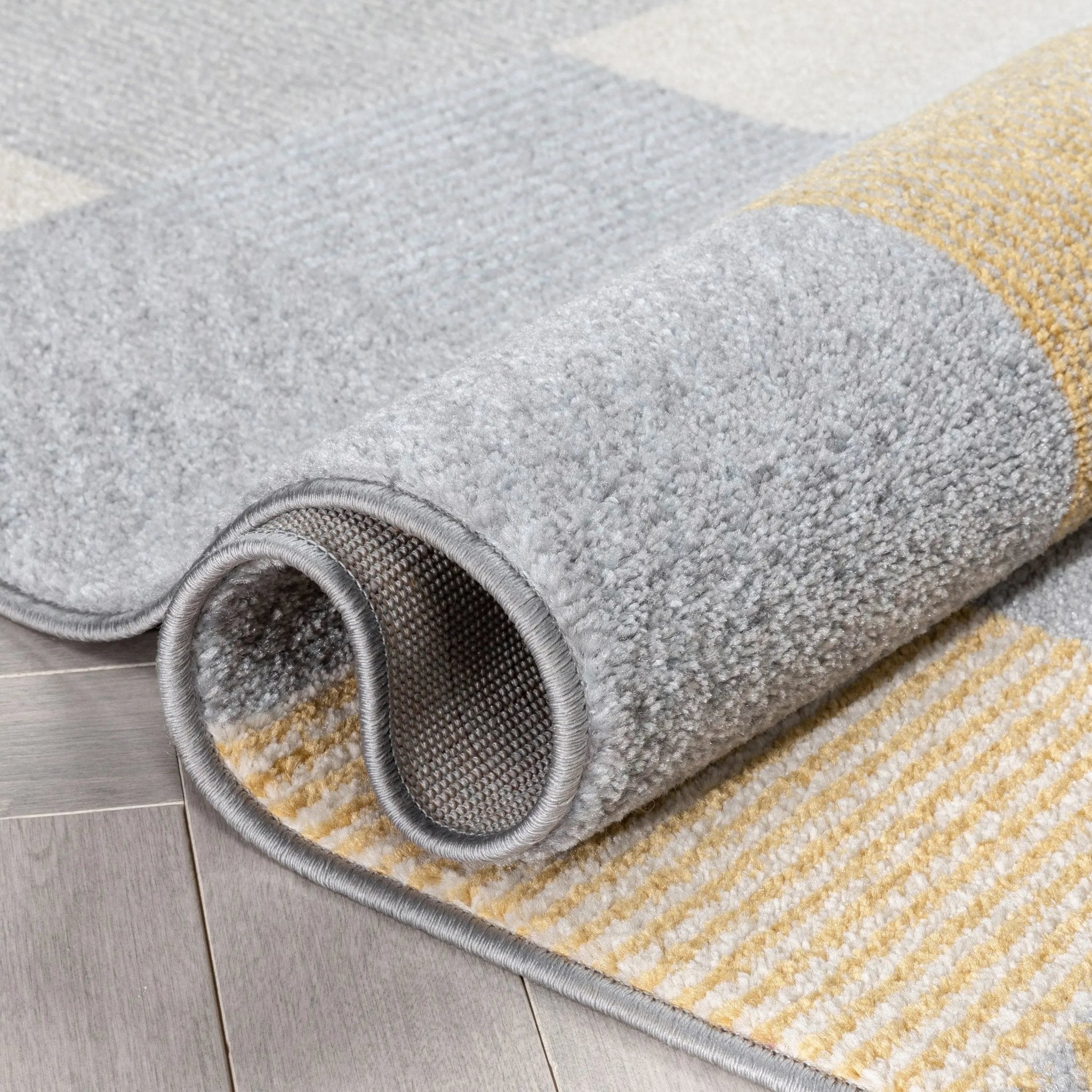 Wilma Modern Geometric Yellow Grey Rug Well Woven