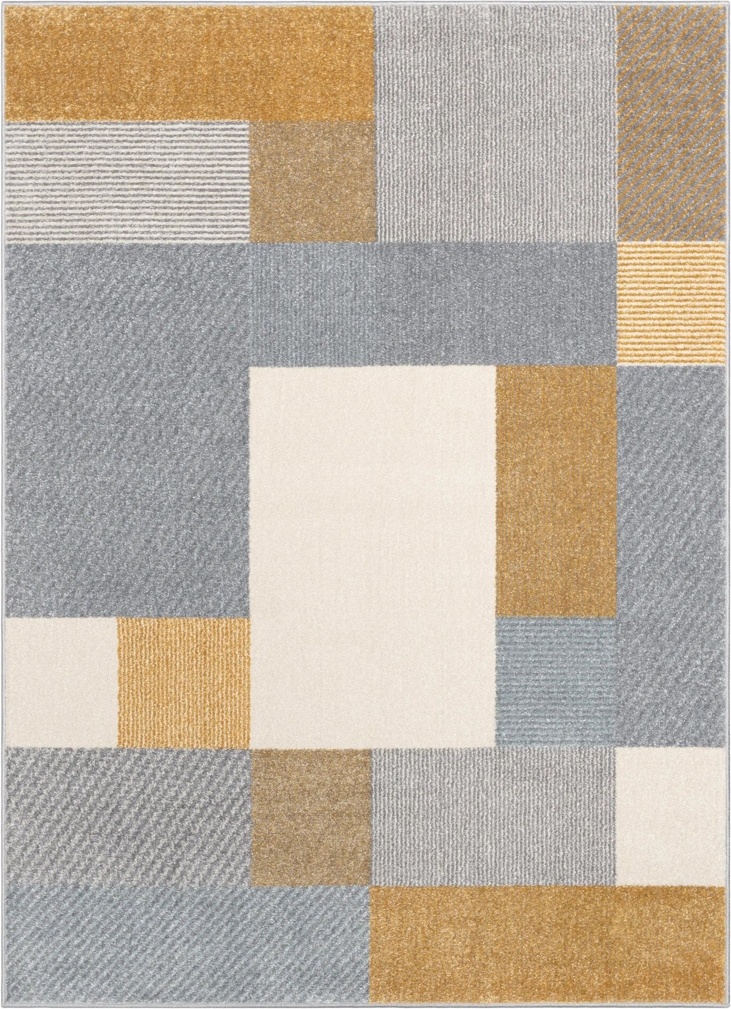 Wilma Modern Geometric Yellow Grey Rug Well Woven