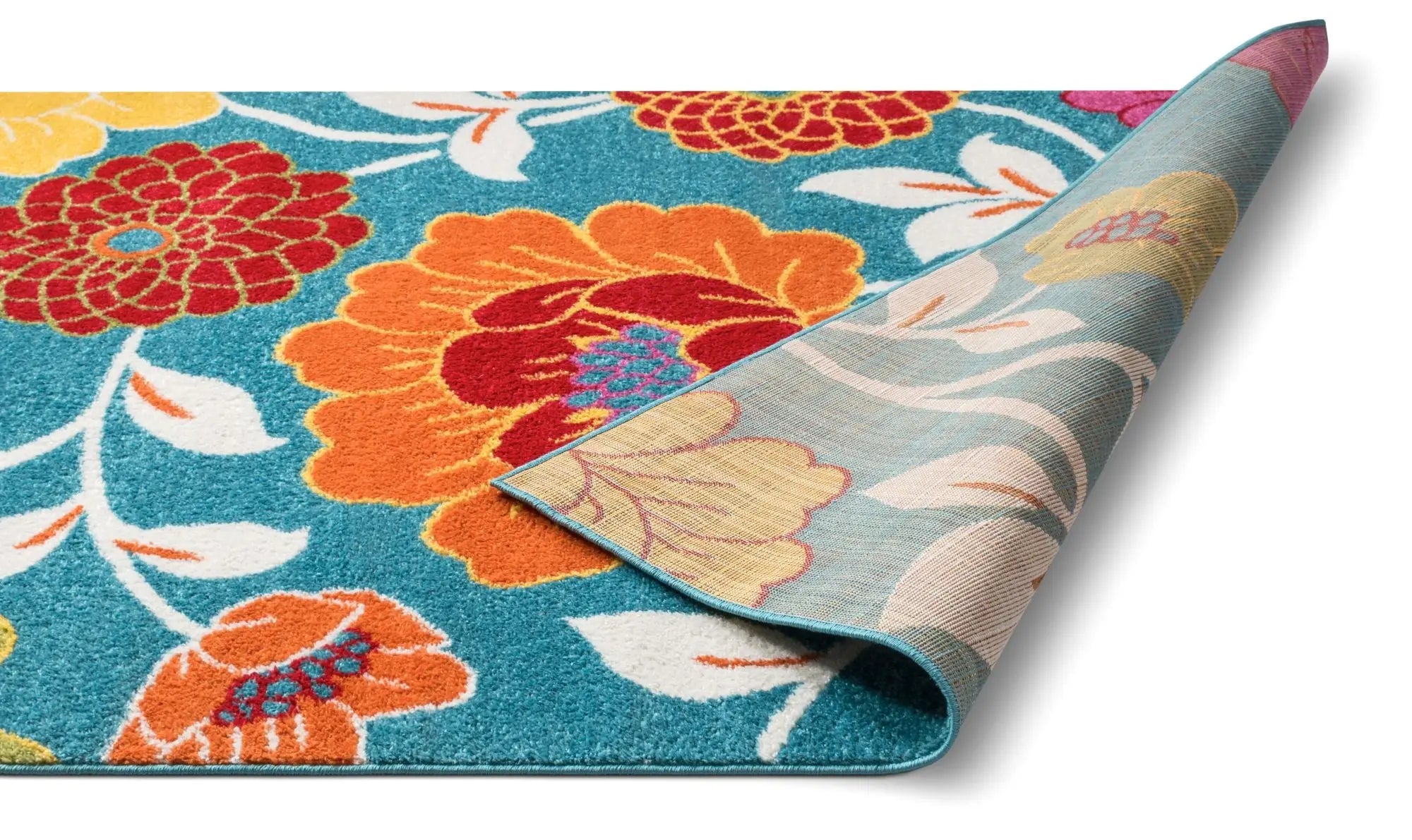 Starbright Daisy Flowers Blue Rug Well Woven