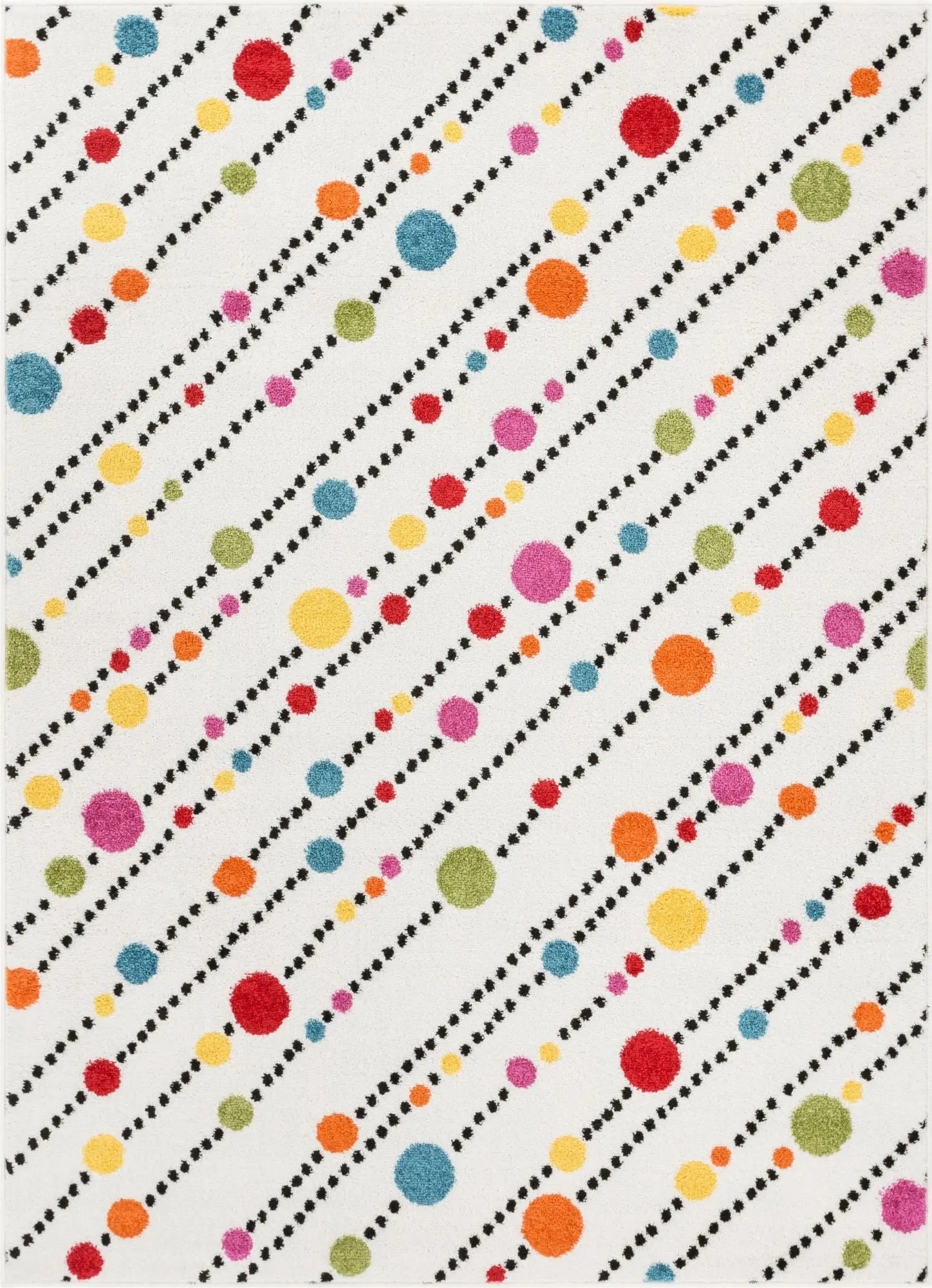 Starbright Dandy Dots And Stripes White Rug - Well Woven