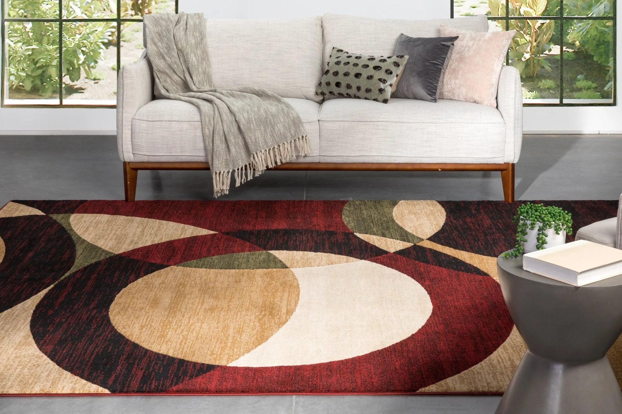 Bingo Red Modern Rug Well Woven