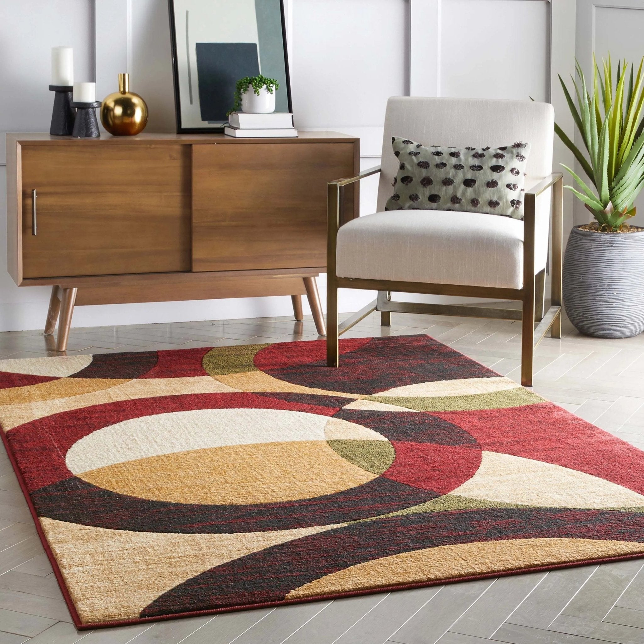 Bingo Red Modern Rug Well Woven