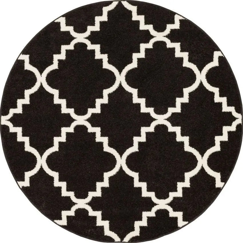 Lulu's Lattice Black Modern Rug Well Woven