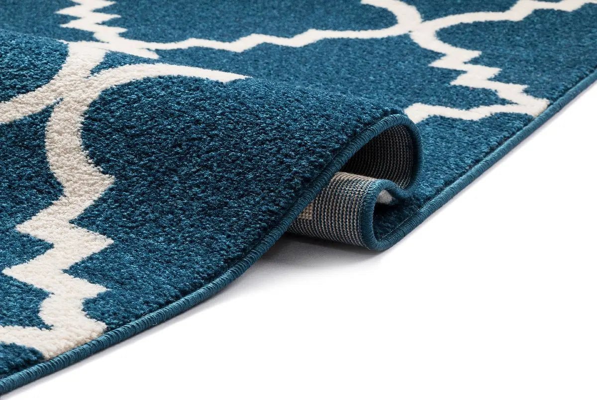 Lulu's Lattice Navy Blue Modern Rug Well Woven