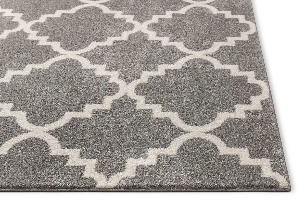 Lulu's Lattice Grey Modern Rug Well Woven