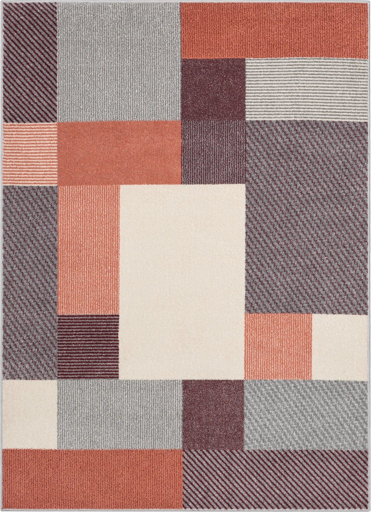 Wilma Modern Geometric Squares Blush Grey Rug Well Woven