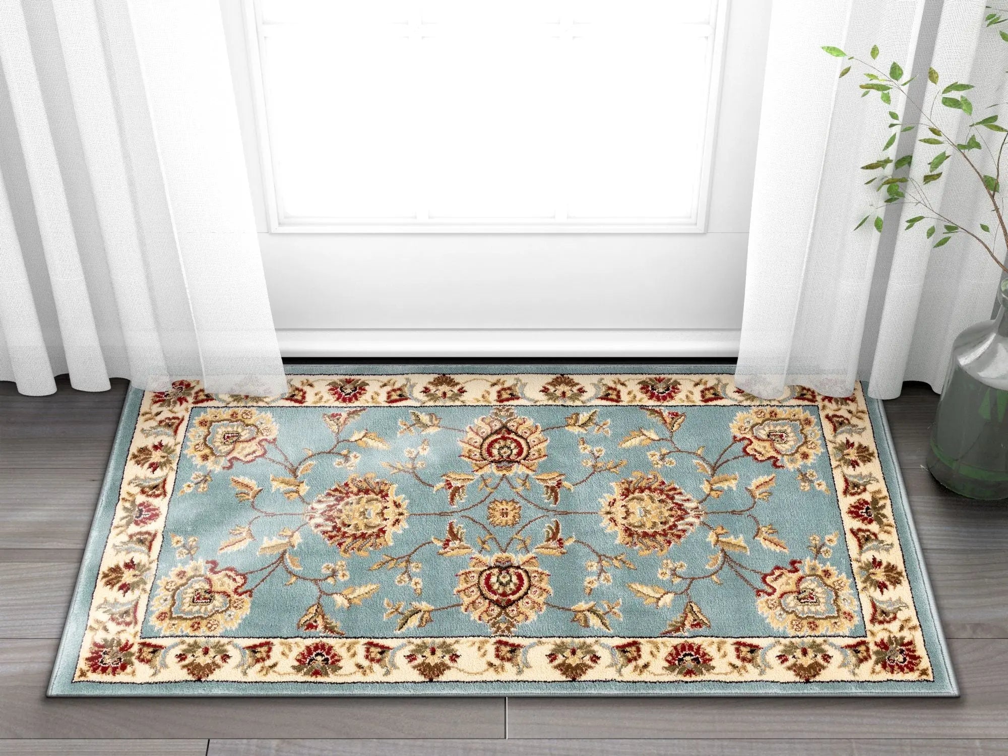 Abbasi Light Blue Traditional Rug Well Woven