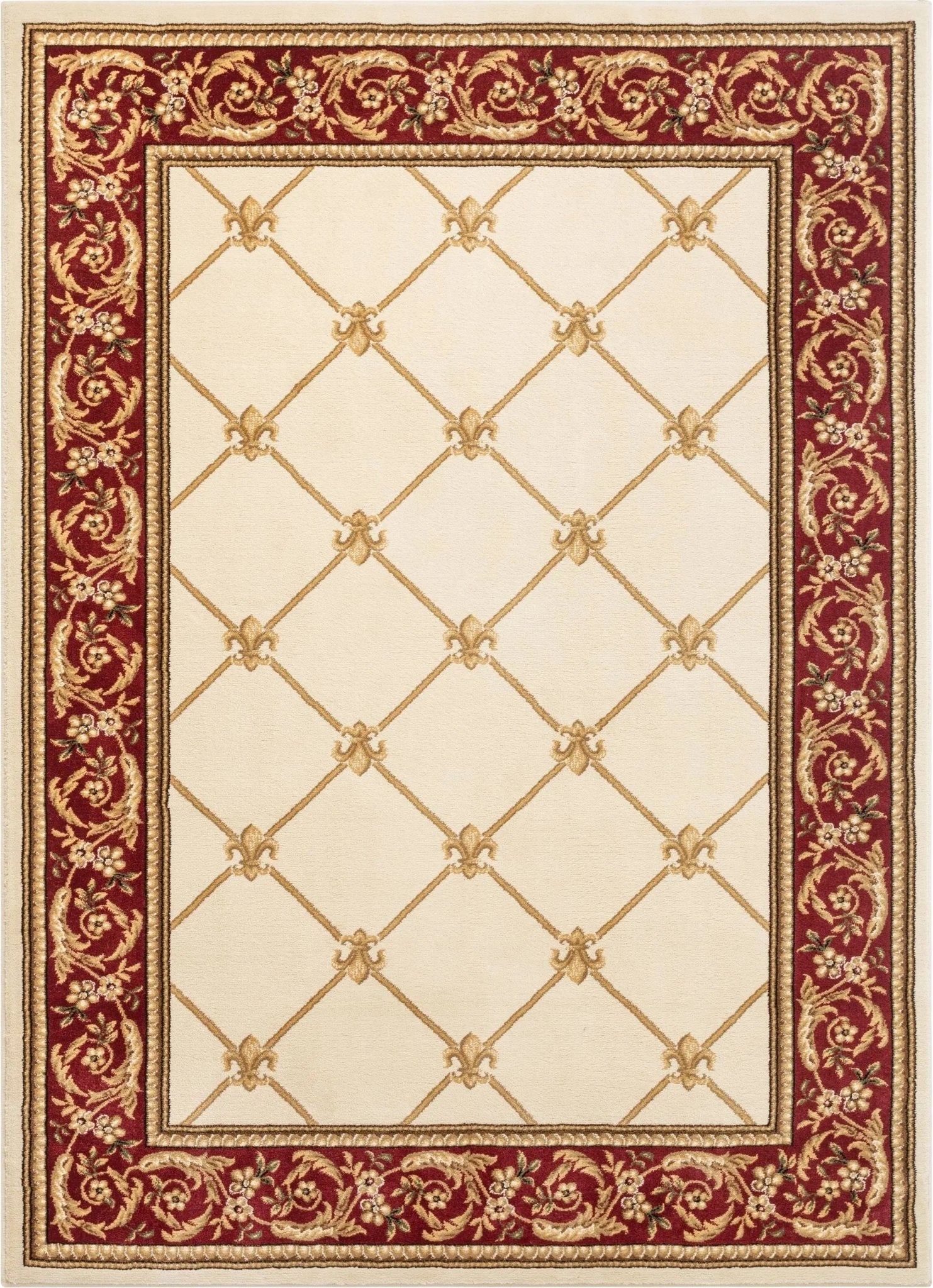 Fleur De Lis Ivory Formal Rug Well Woven
