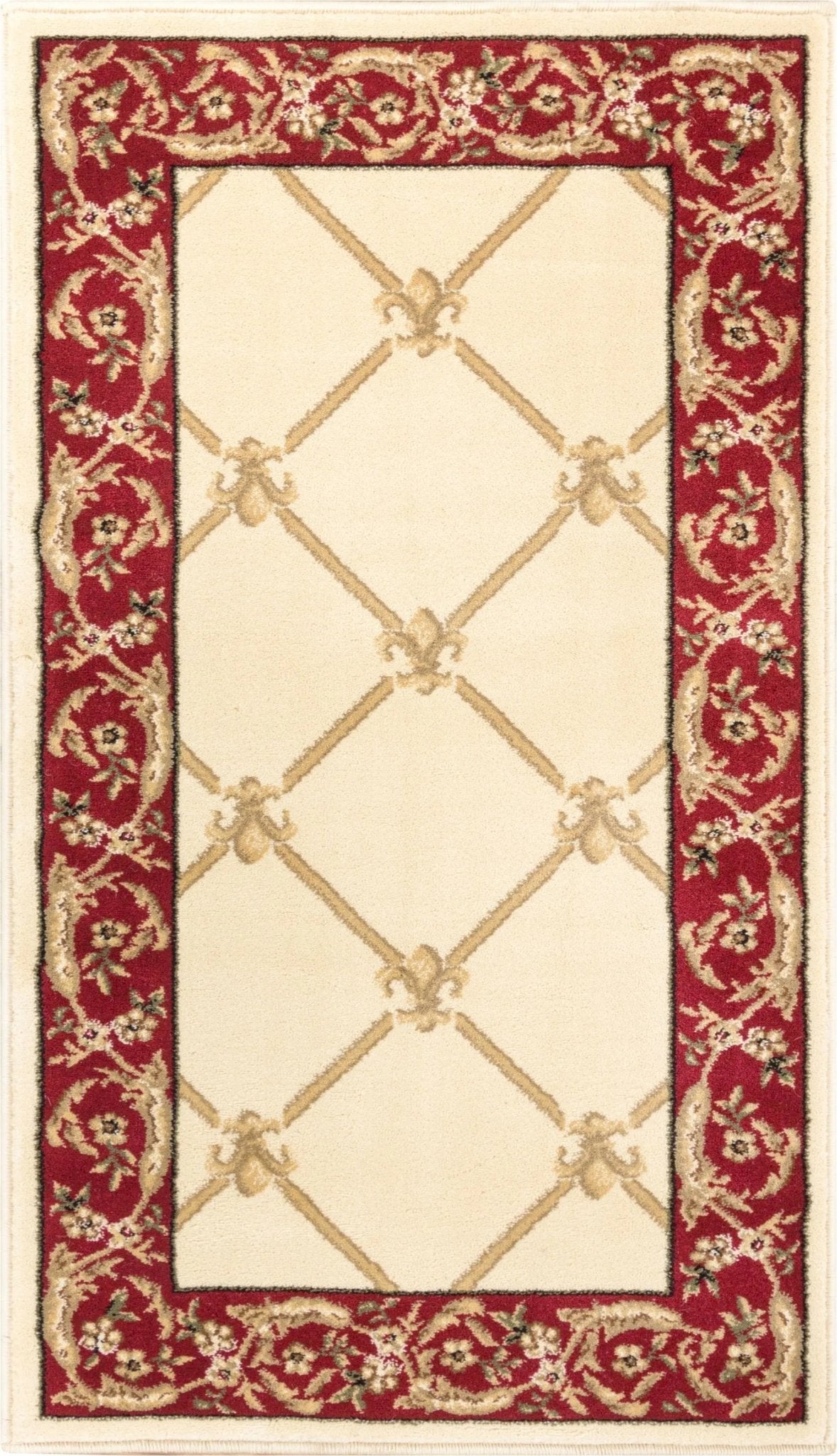 Fleur De Lis Ivory Formal Rug Well Woven