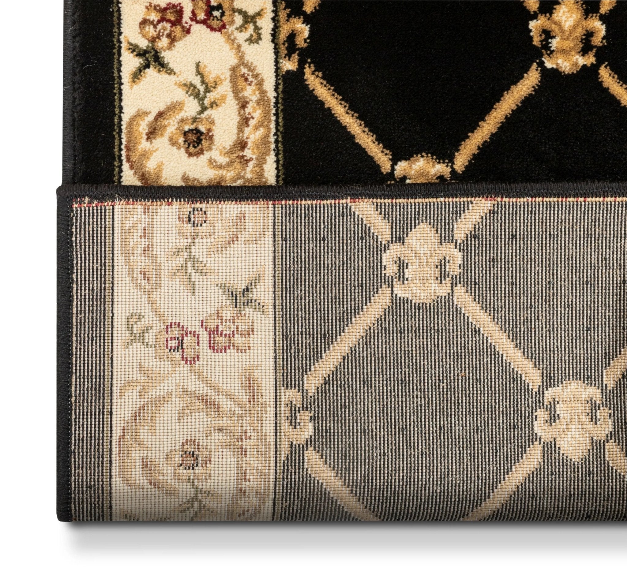 Fleur De Lis Custom Size Runner Formal Black Choose Your Width x Choose Your Length Hallway Runner Rug Well Woven