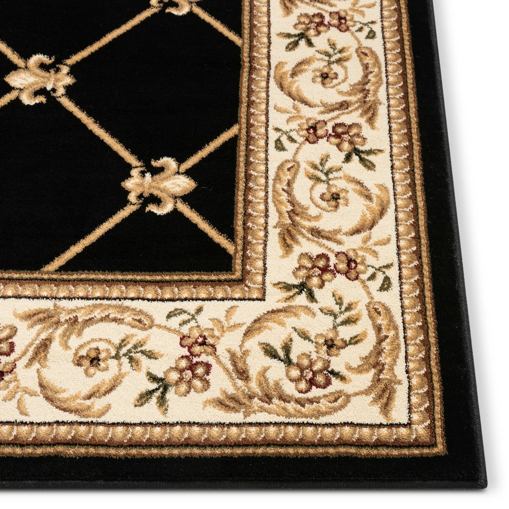 Fleur De Lis Black Formal Rug Well Woven