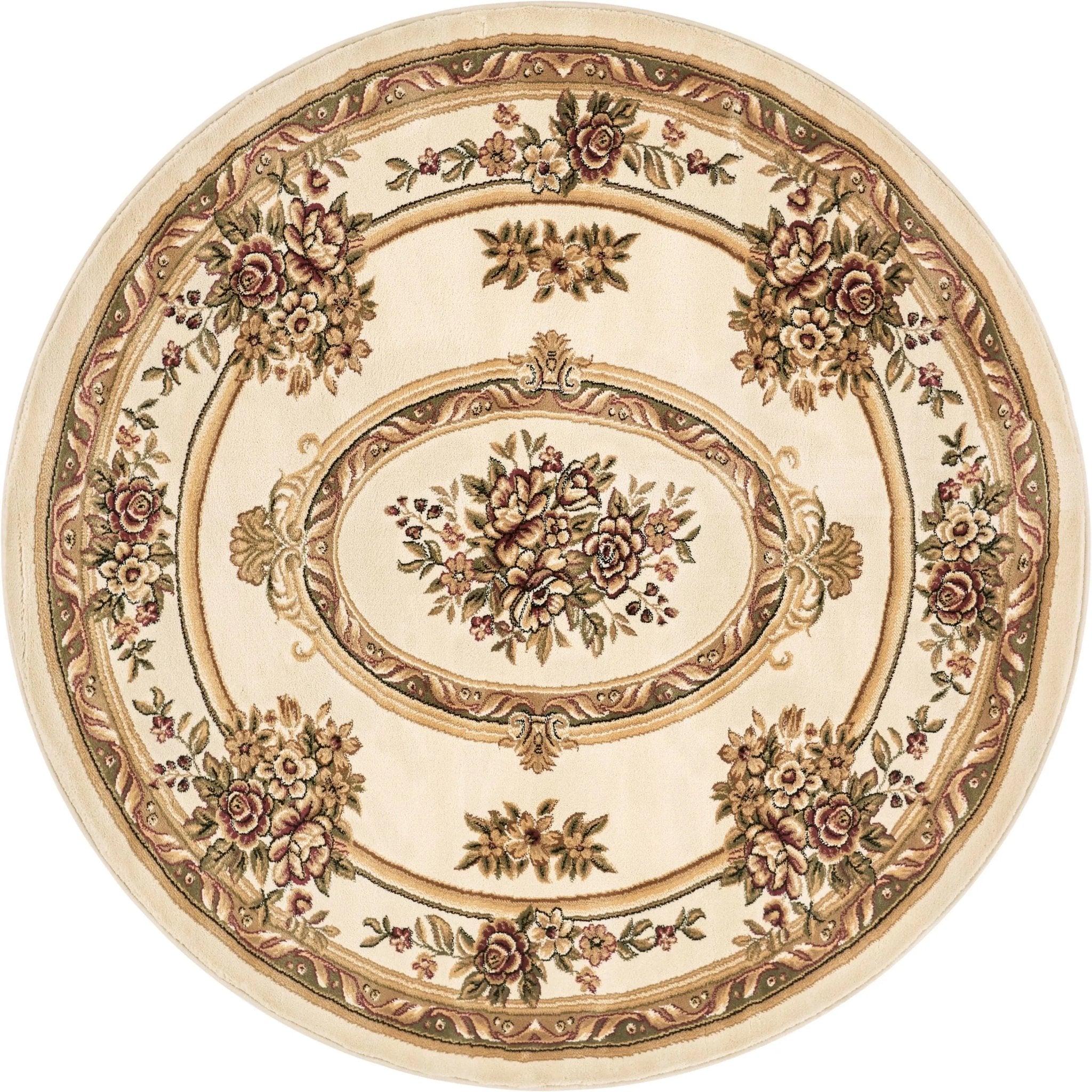 Le Petit Palais Ivory Traditional Round Rug Well Woven