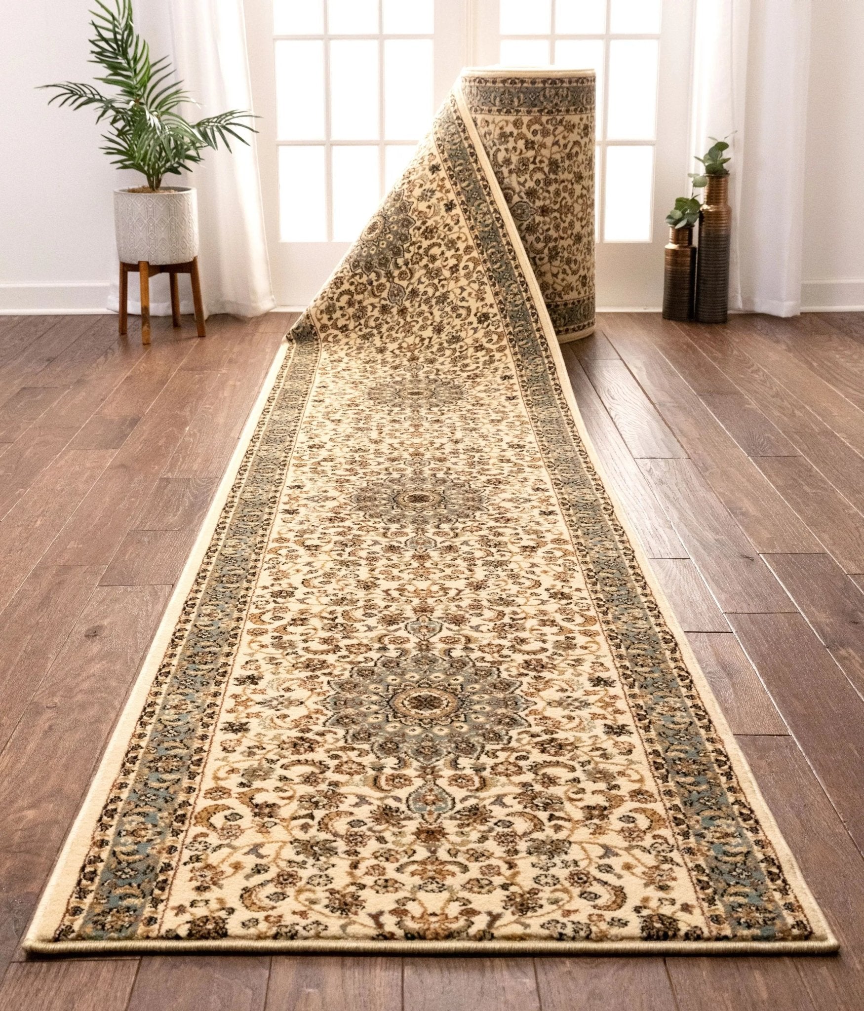Aviva Custom Size Runner Traditional Ivory Choose Your Width x Choose Your Length Hallway Runner Rug Well Woven