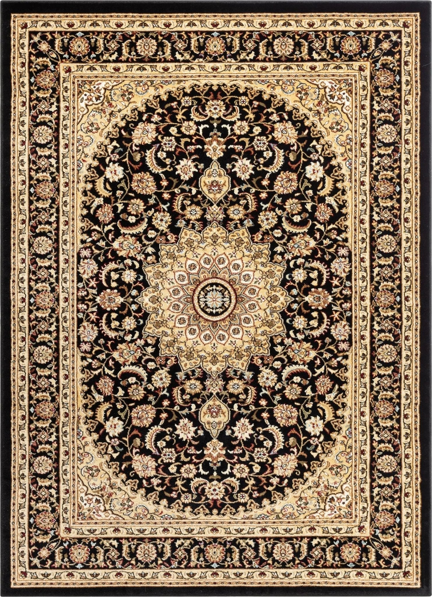 Aviva Black Traditional Rug Well Woven
