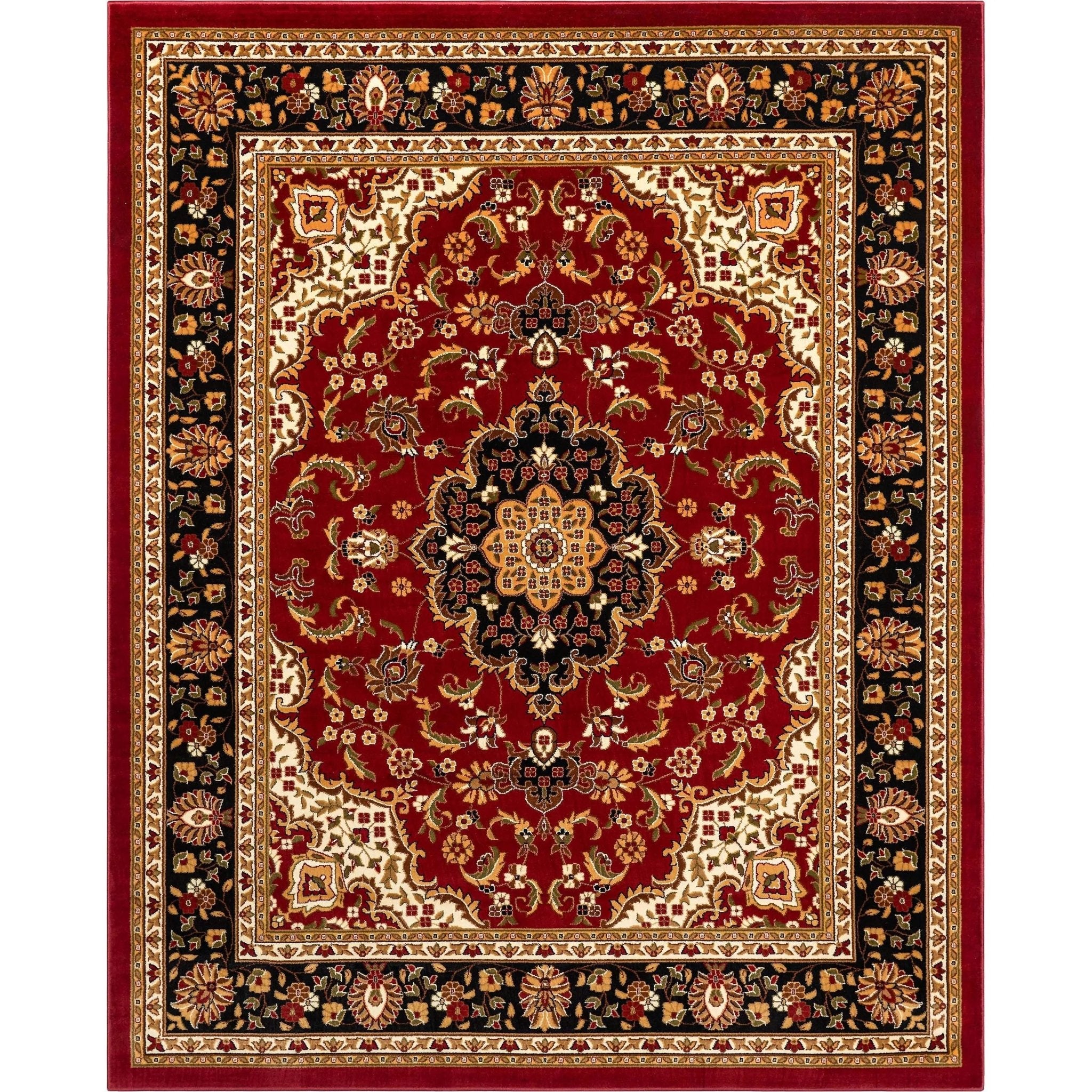 Medallion Kashan Red Traditional Rug Well Woven