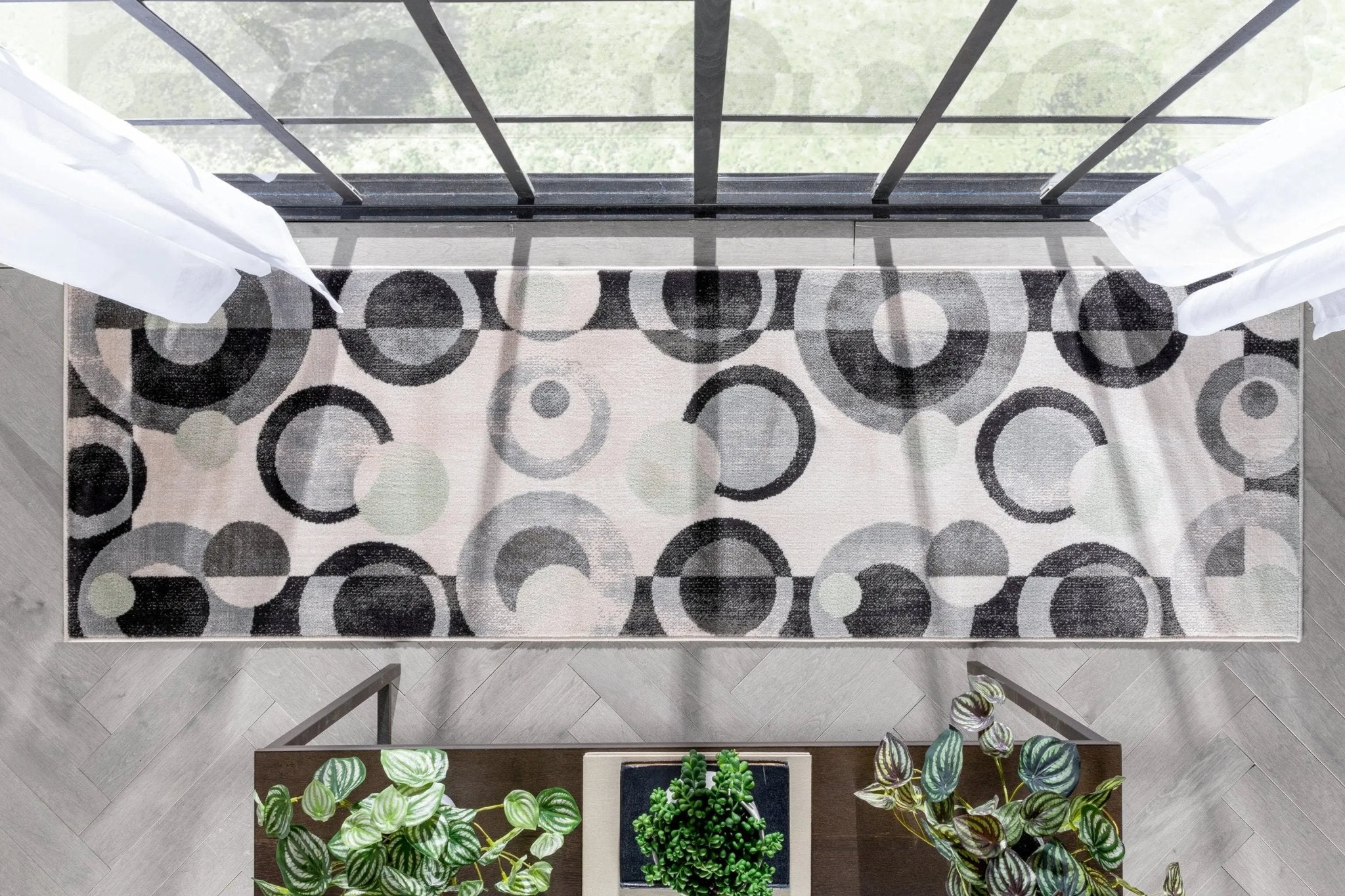 Avi Modern Geometric Grey Green Rug Well Woven