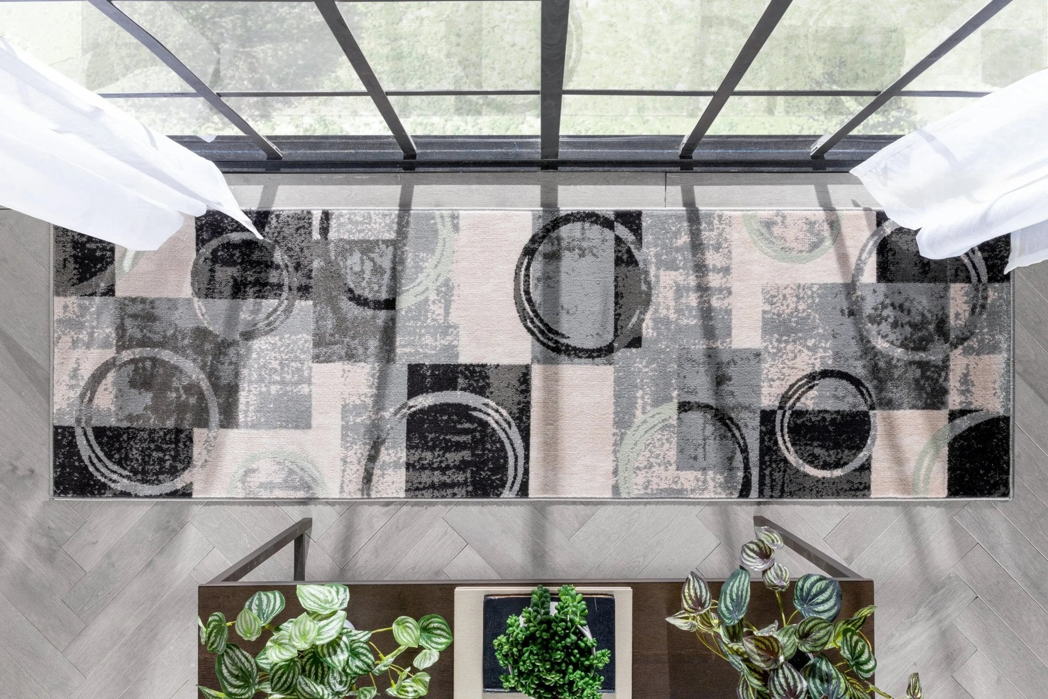 Shai Modern Geometric Grey Green Rug Well Woven