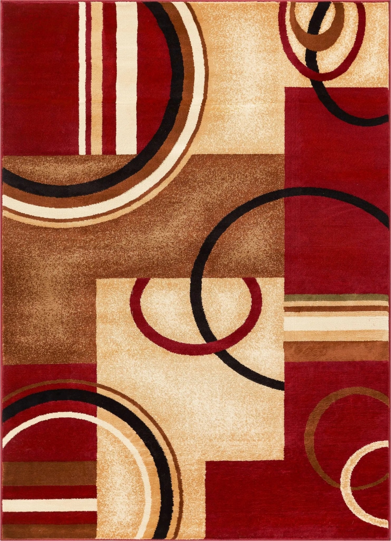 Arcs & Shapes Red Modern Rug Well Woven