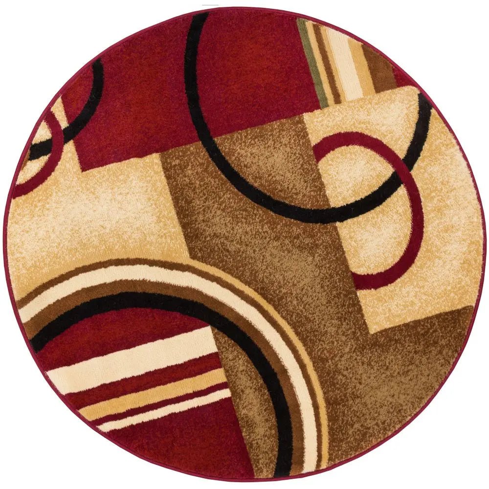 Arcs & Shapes Red Modern Rug Well Woven