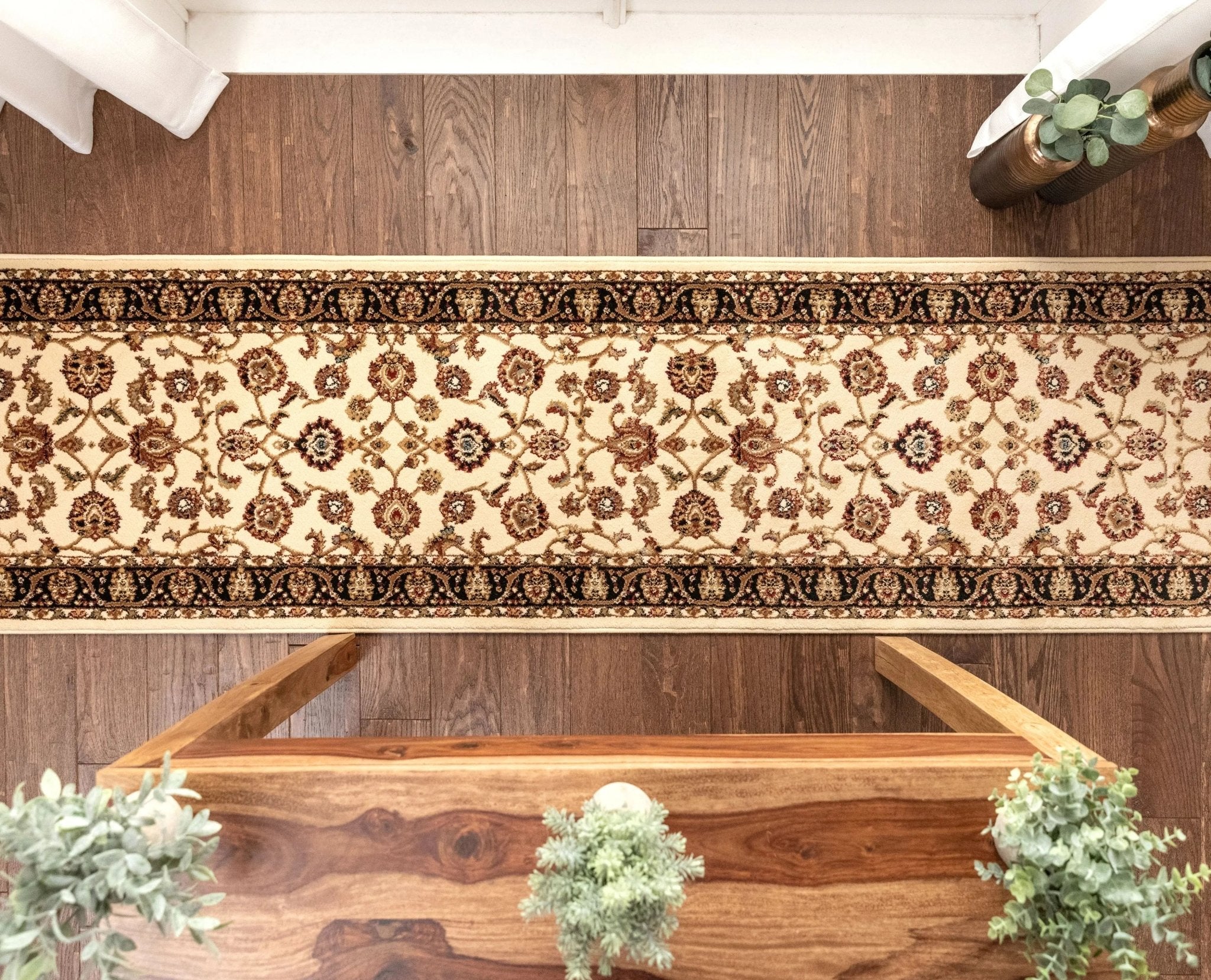 Sarouk Custom Size Runner Traditional Ivory 27 Inch Wide x Choose Your Length Hallway Runner Rug Well Woven