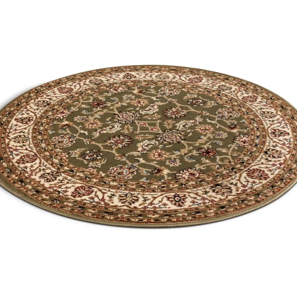 Sarouk Green Traditional Rug Well Woven