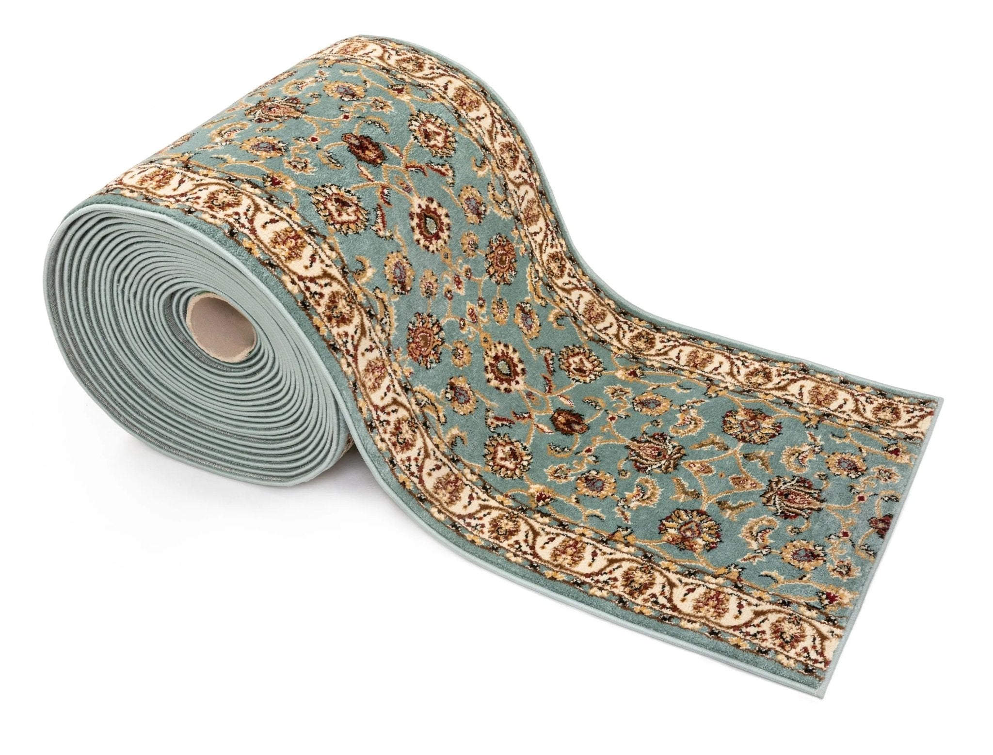 Sarouk Custom Size Runner Traditional Light Blue 27 Inch Wide x Choose Your Length Hallway Runner Rug Well Woven