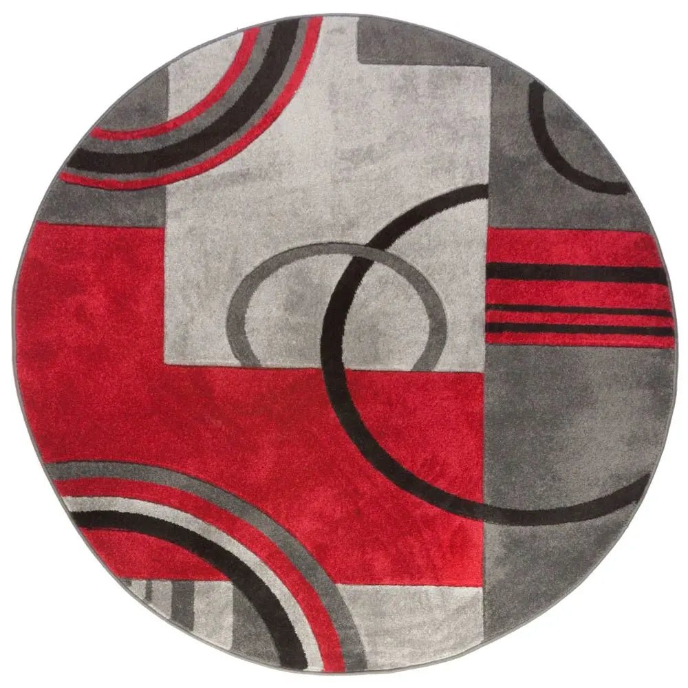 Galaxy Waves Grey Red Modern Geometric Rug Well Woven
