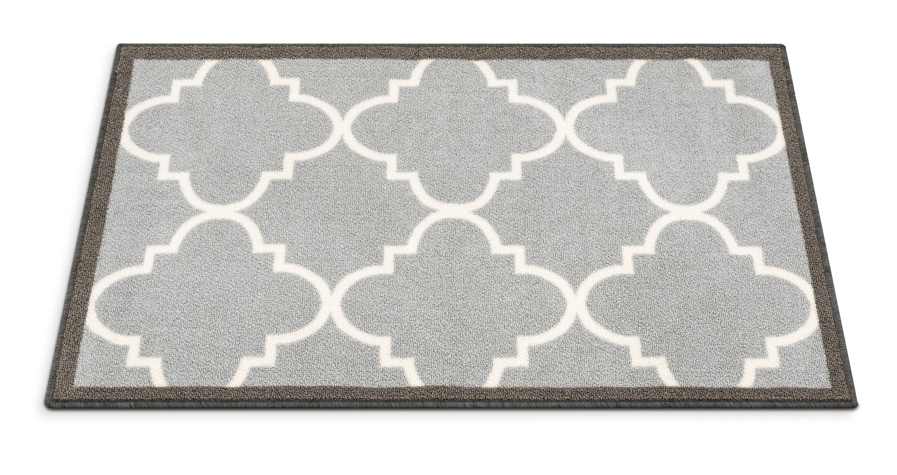 Brooklyn Trellis Grey Modern Non Slip Washable Rug Well Woven