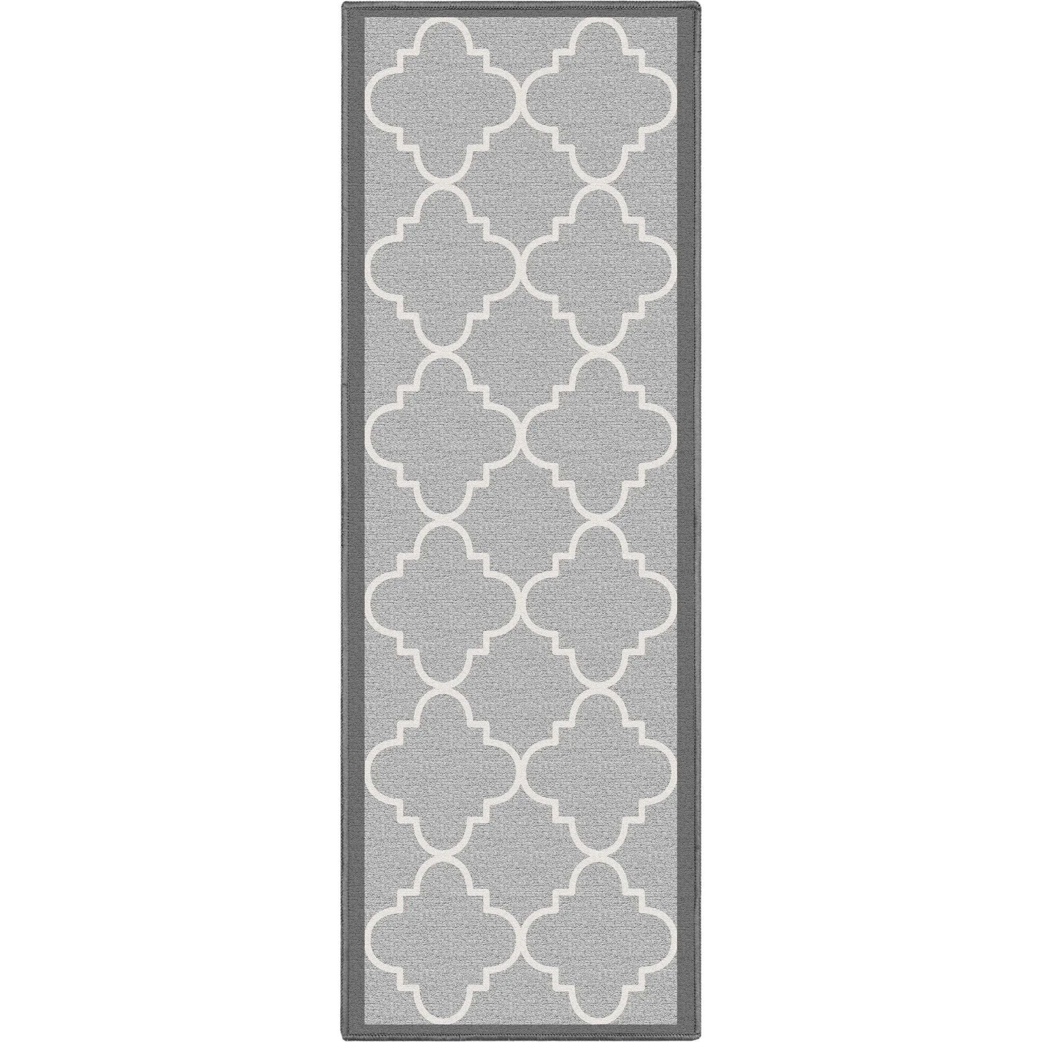 Brooklyn Trellis Grey Modern Flat-Weave Cotton Backing Rug Well Woven