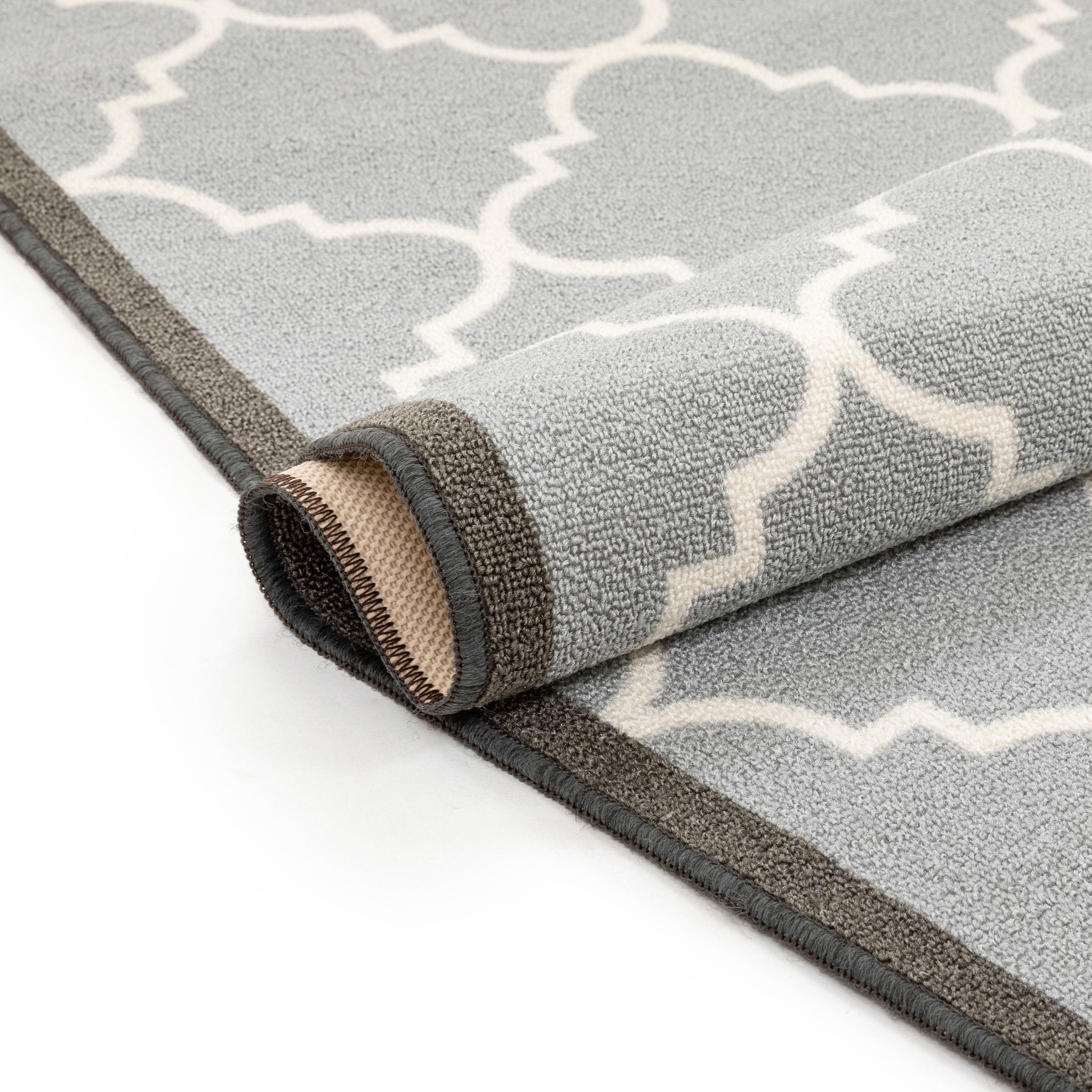 Brooklyn Trellis Grey Modern Non Slip Washable Rug Well Woven