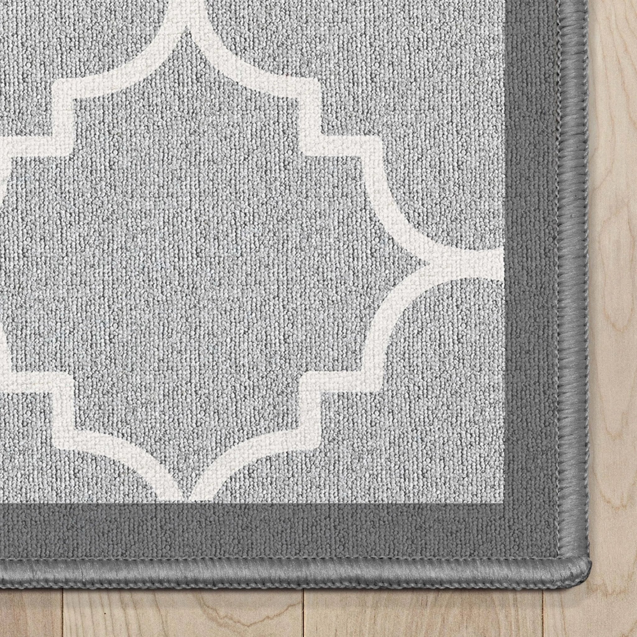 Brooklyn Trellis Grey Modern Flat-Weave Cotton Backing Rug Well Woven