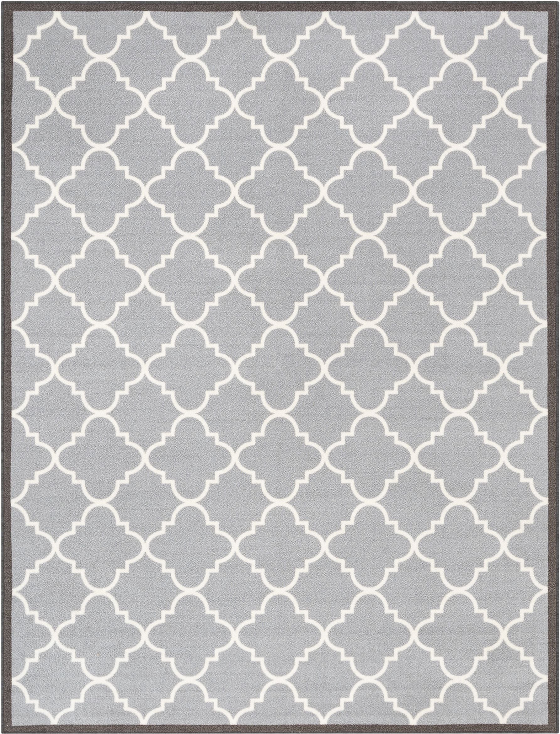 Brooklyn Trellis Grey Modern Non Slip Washable Rug Well Woven