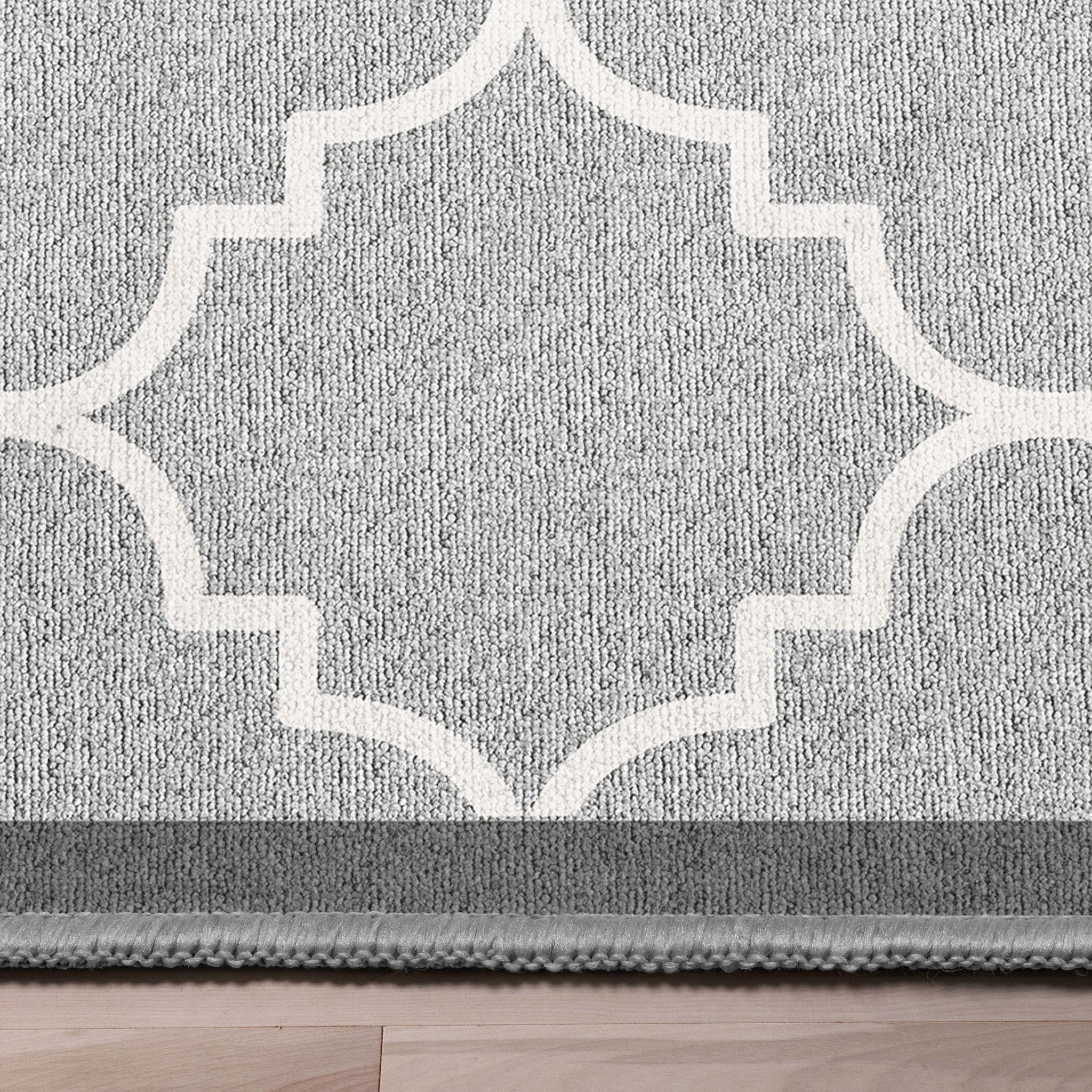 Brooklyn Trellis Grey Custom Size Runner Grey Cotton Backing Choose Your Length Hallway Low Pile Runner Rug Well Woven