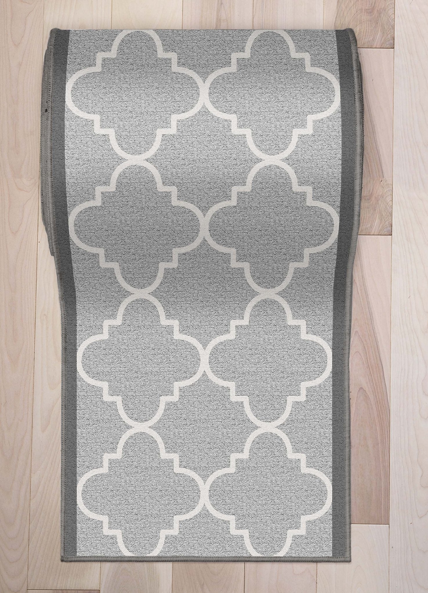 Brooklyn Trellis Grey Custom Size Runner Grey Cotton Backing Choose Your Length Hallway Low Pile Runner Rug Well Woven