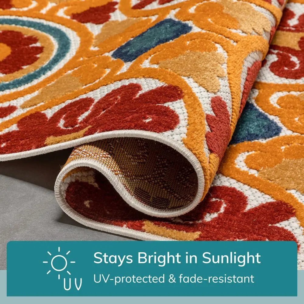 Audun Modern Geometric Indoor/Outdoor Red High-Low Rug Well Woven