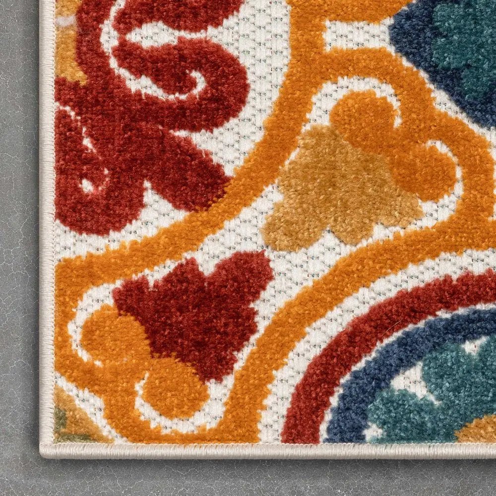 Audun Modern Geometric Indoor/Outdoor Red High-Low Rug Well Woven