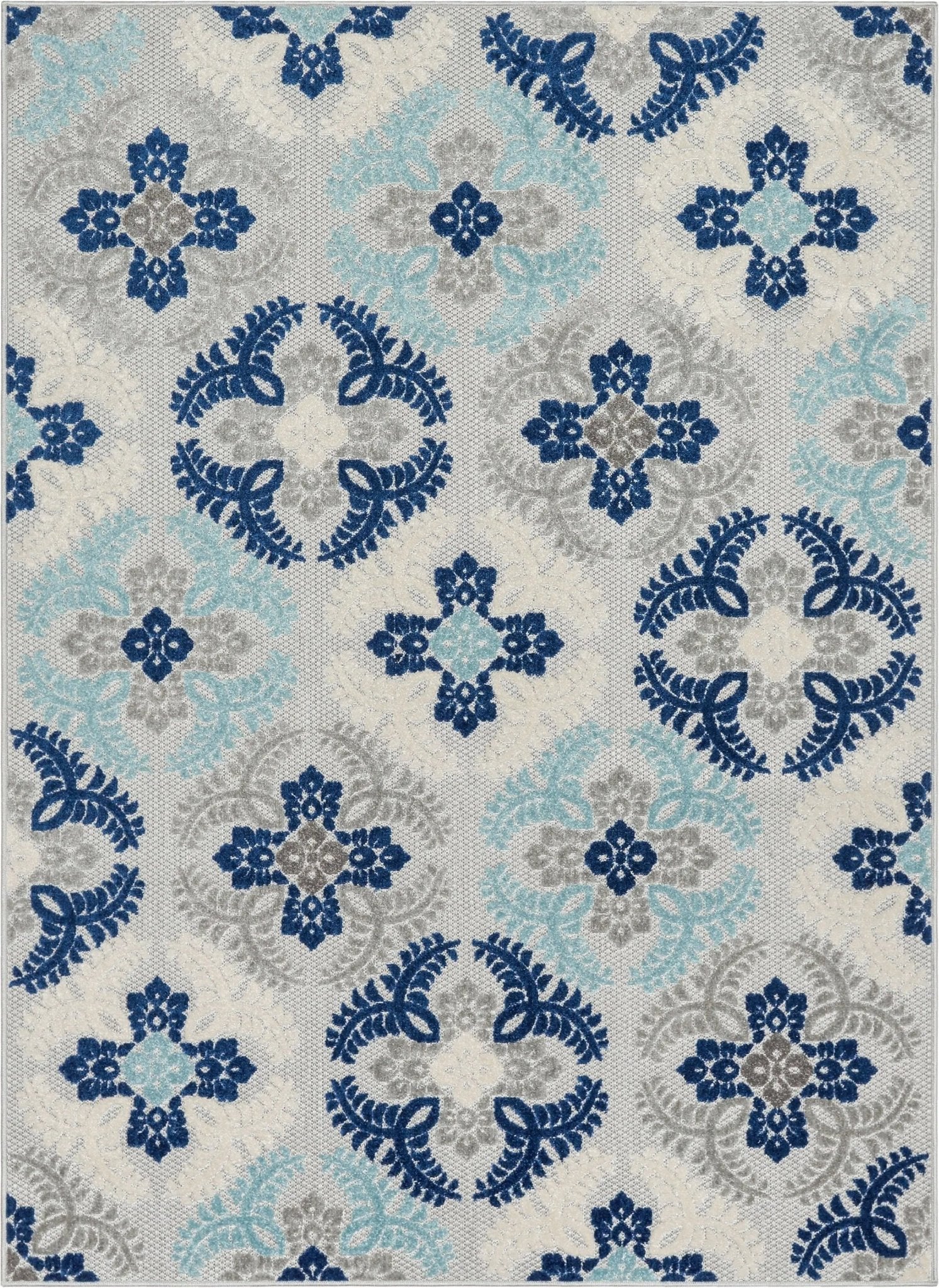 Loewy Modern Geometric Indoor/Outdoor Blue High-Low Rug Well Woven