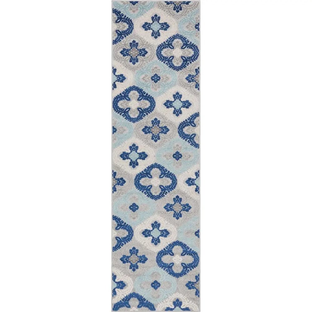 Loewy Modern Geometric Indoor/Outdoor Blue High-Low Rug Well Woven