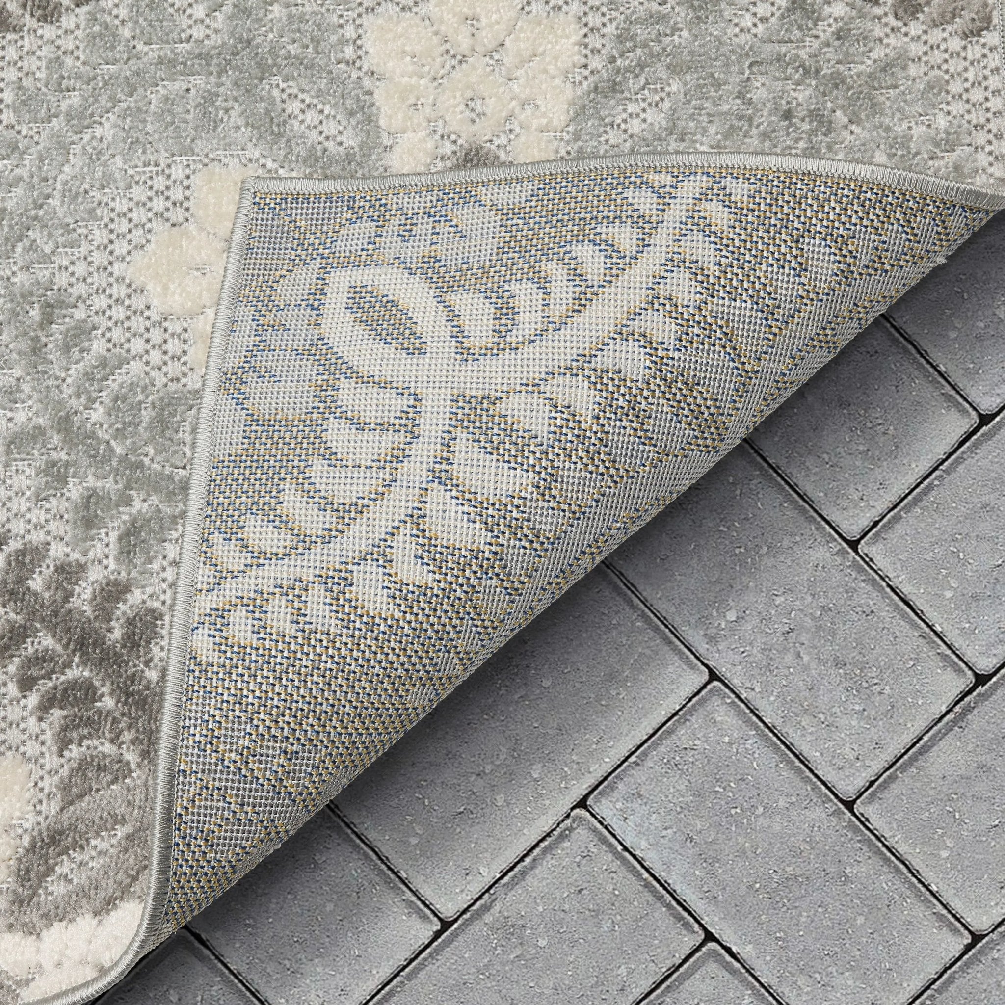 Loewy Modern Geometric Indoor/Outdoor Grey High-Low Rug Well Woven