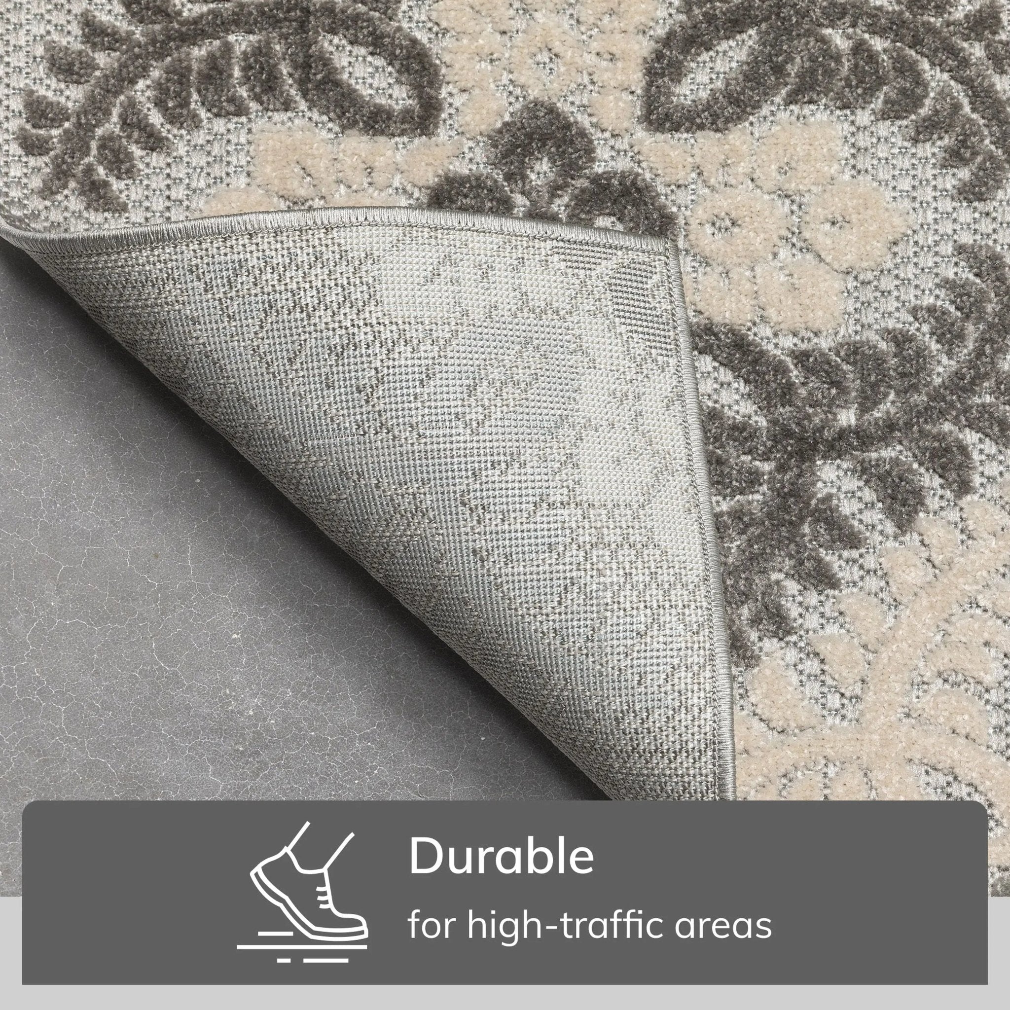 Loewy Modern Geometric Indoor/Outdoor Grey High-Low Rug Well Woven