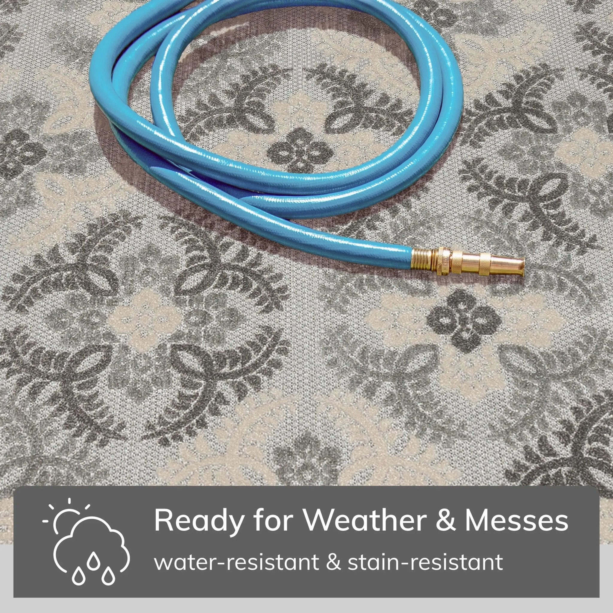 Loewy Modern Geometric Indoor/Outdoor Grey High-Low Rug Well Woven