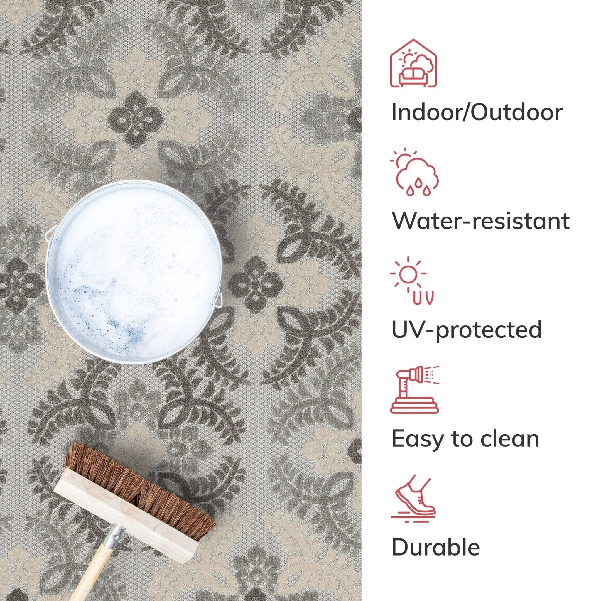 Loewy Modern Geometric Indoor/Outdoor Grey High-Low Rug Well Woven