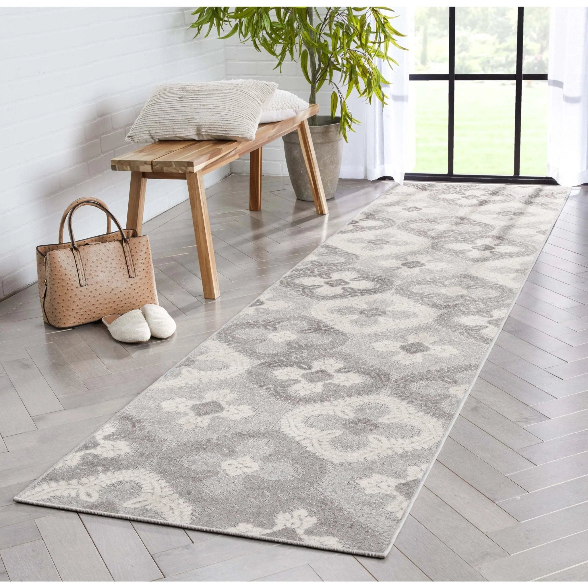 Loewy Modern Geometric Indoor/Outdoor Grey High-Low Rug Well Woven