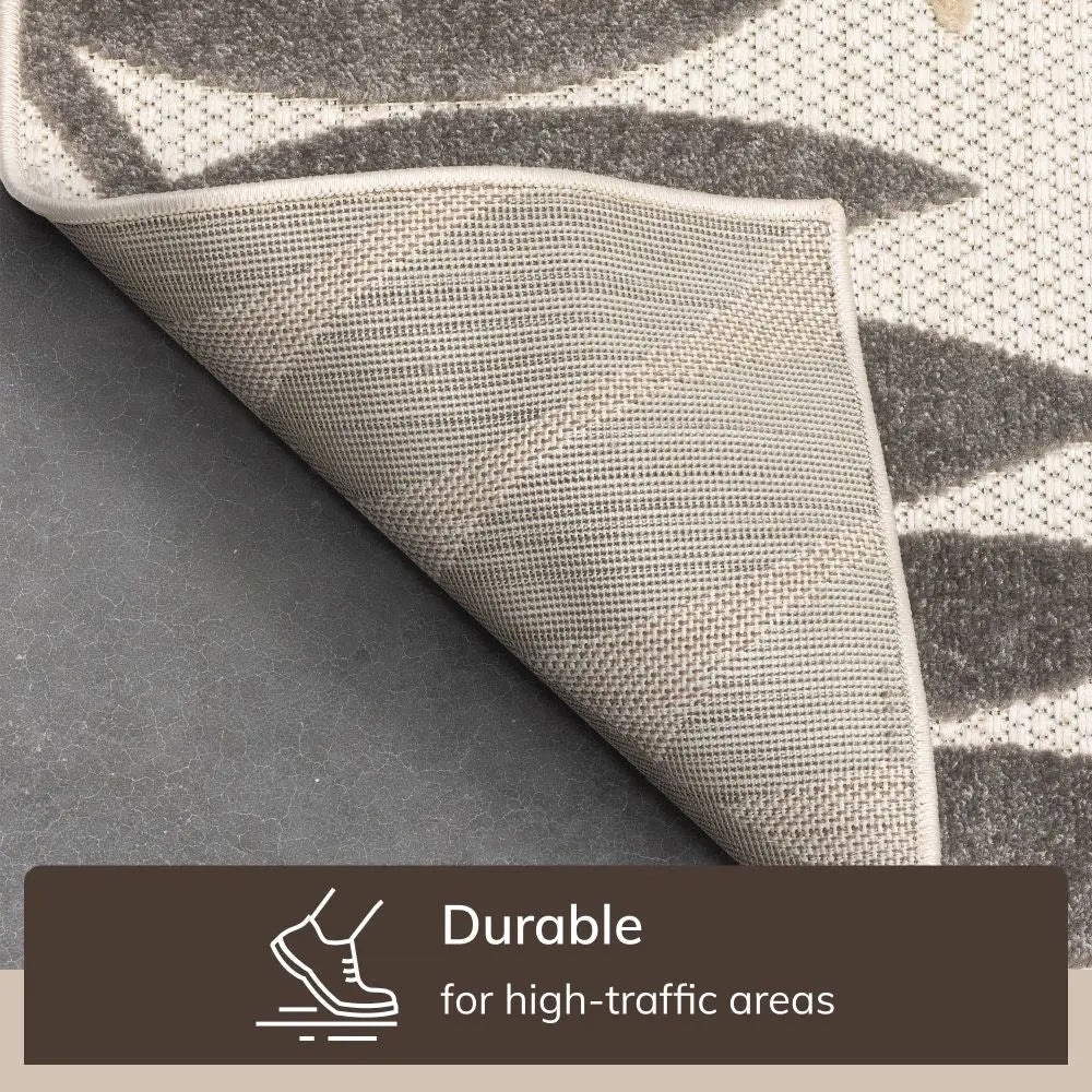 Mariah Modern Floral Indoor/Outdoor Ivory High-Low Rug Well Woven