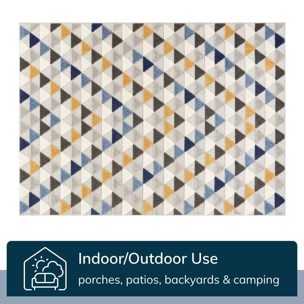 Dream Blue Modern 5'3" x 7'3" Indoor Outdoor Rug Well Woven