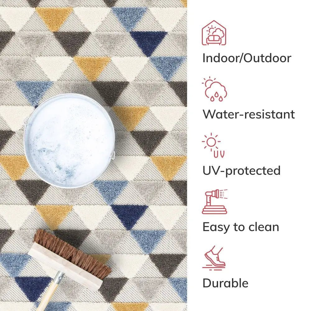 Dream Blue Modern 5'3" x 7'3" Indoor Outdoor Rug Well Woven